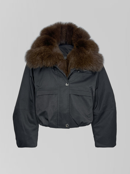 Куртка-парка 2532 укороченная со съемным воротником из меха