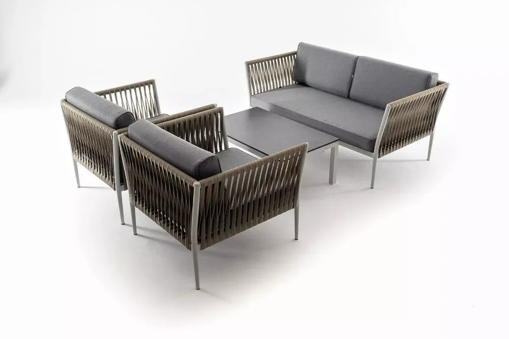 "Касабланка" лаунж-зона плетеная из роупа 4-местная, цвет серый