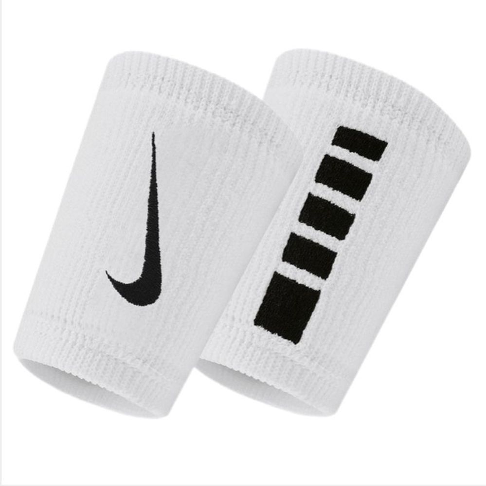 Теннисные напульсники Nike Elite Double-Wide Wristbands 2P - white/black