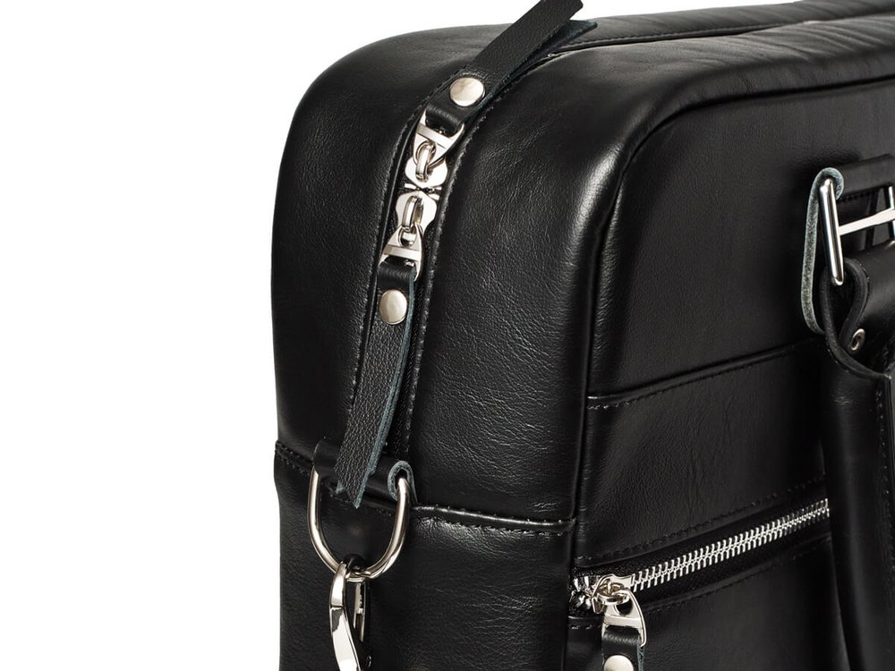 Деловая сумка из натуральной кожи "Alverio Black"