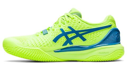 Женские Кроссовки теннисные Asics Gel-Resolution 9 Clay - hazard green/reborn blue