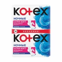 Прокладки, Kotex, Ultra Soft Night, 14 шт.