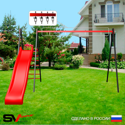 Уличные качели Sv Sport с горкой УК180В2 (3.7м/Подвесы на втулке 2к)