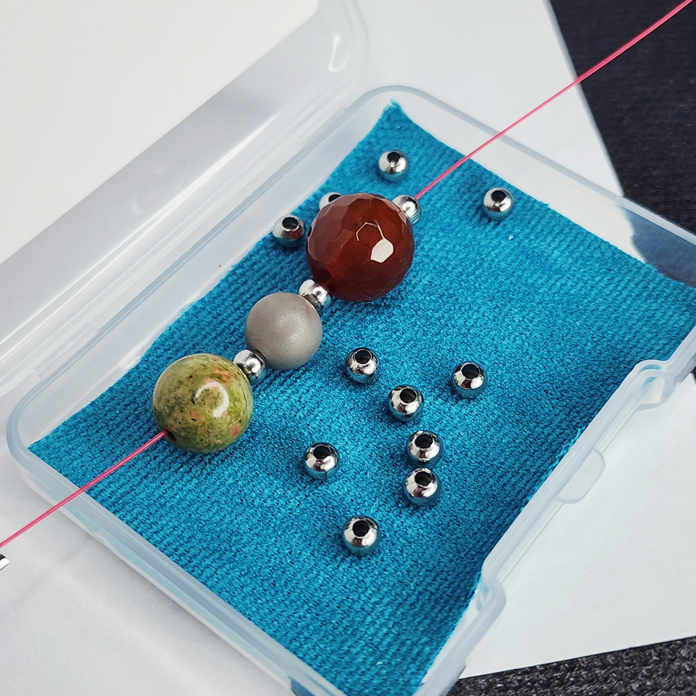 Бусина проставочная, сталь, шар 4мм, цена за набор 10 шт