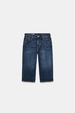 ZARA ДЖИНСЫ TRF CAPRI СО СРЕДНЕЙ ПОСАДКОЙ, МОРСКОЙ СИНИЙ