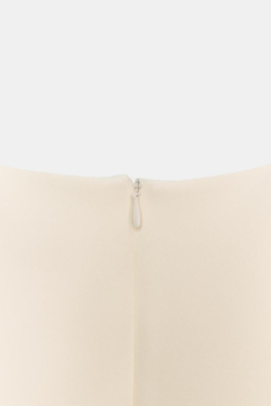 ZARA КОРОТКОЕ ПЛАТЬЕ СО СКЛАДКАМИ И КАРМАНАМИ, ЖЕЛТОВАТО-БЕЛЫЙ