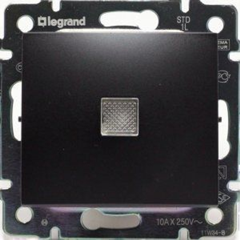 0310 Выкл 1 кл с подсв(Чёрный)