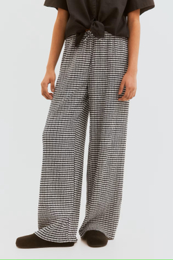 H&M Брюки из рельефной ткани, черный/белый