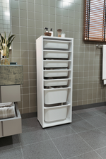 Стеллаж PERA с 7 выдвижными ящиками - белый