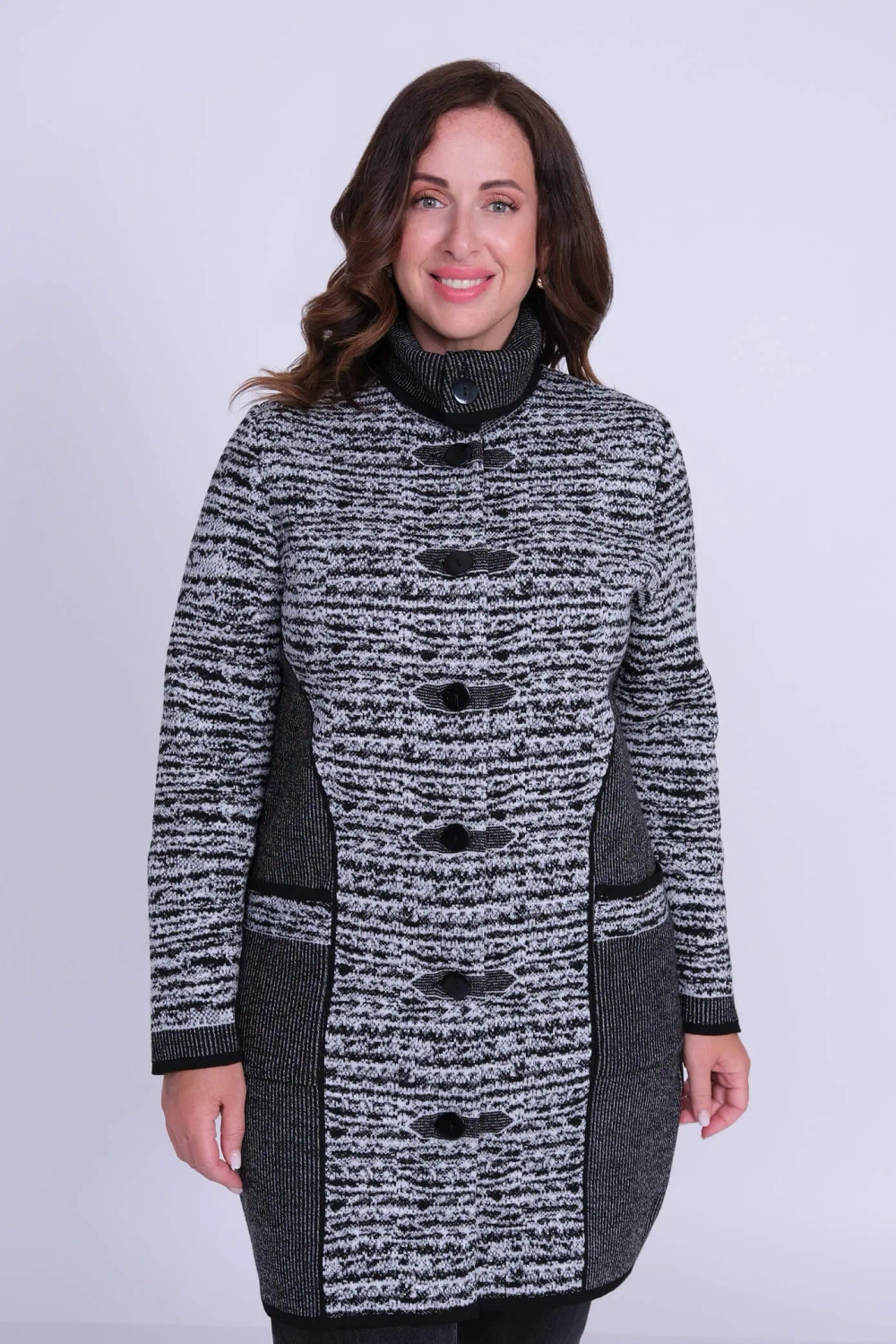 Кардиган К 1325/черно-белый