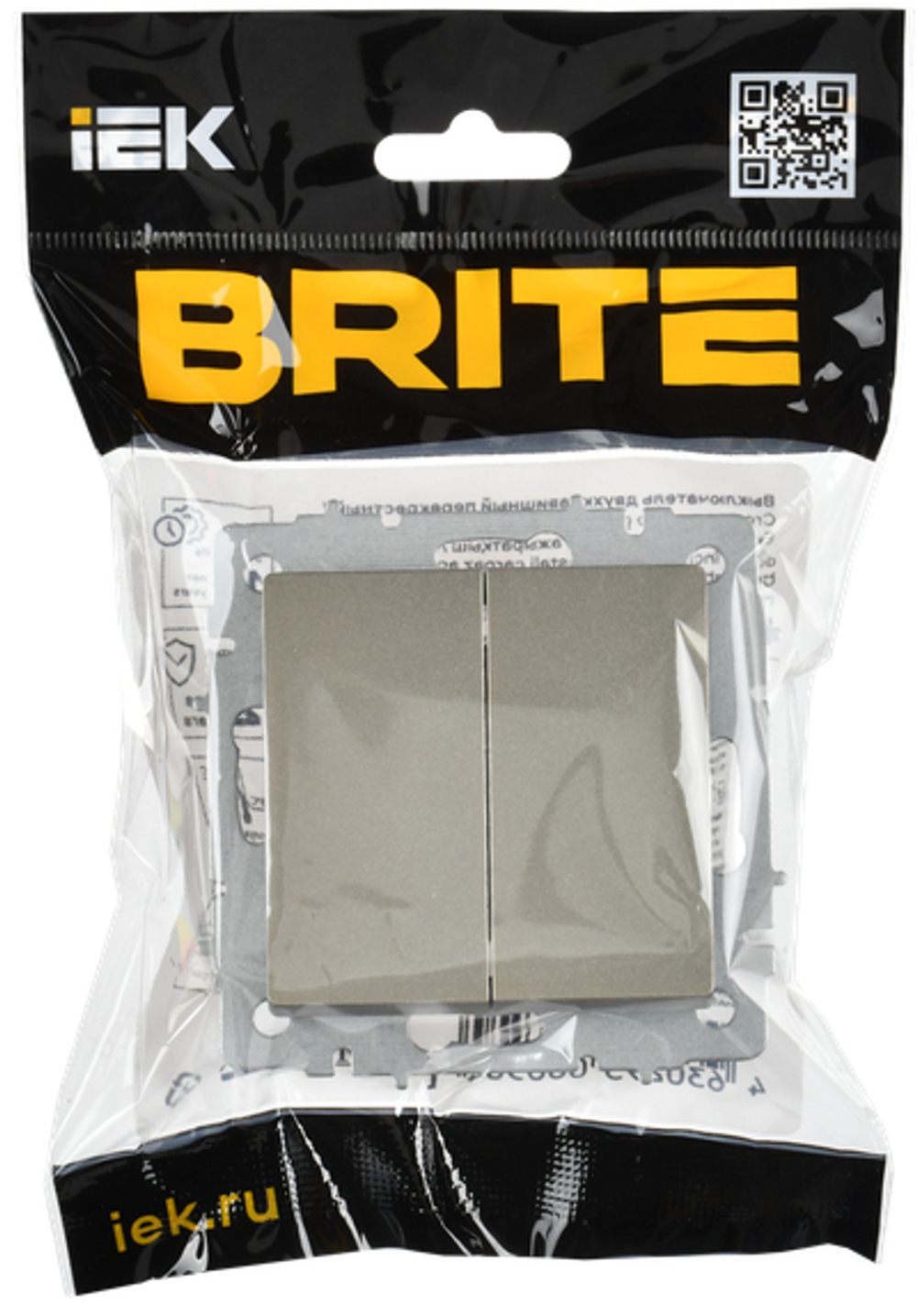 BRITE Выключатель 2-клавишный перекрестный 10А ВС10-2-3-БрШ шампань IEK