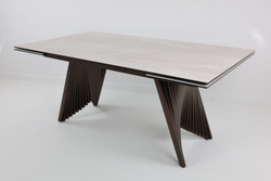 Стол IVAR 180 MARBLES TL-109 Серый мрамор, испанская керамика / Шоколадное золото каркас, ®DISAUR