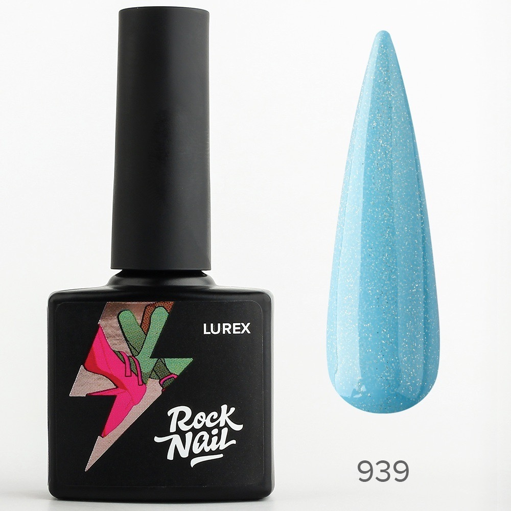 Гель-лак RockNail Lurex 939 Electric Blue Lemonade, 10 мл.