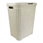 Корзина для белья 60л. с крышкой Ротанг (латте)