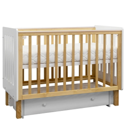 Кровать Antemi Mari 120х60 с ящиком Ник 14 б/д Белый/Дерево + НиК 16 б Белый