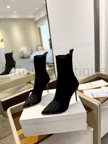 Ботинки Balmain женские черные на шпильке