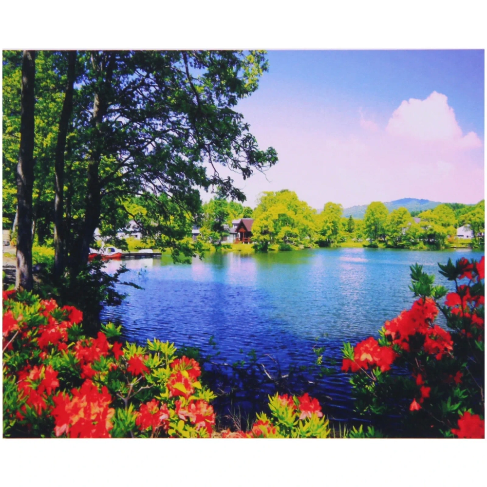 Алмазная мозаика на подрамнике с полным заполнением «МИР ЯРКИХ КРАСОК», яркий пейзаж, 30*40см