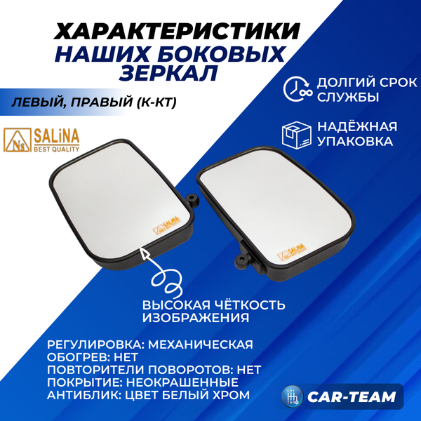 Зеркала на ВИС Пикап белый (хром), (лев., прав.) "Солина"