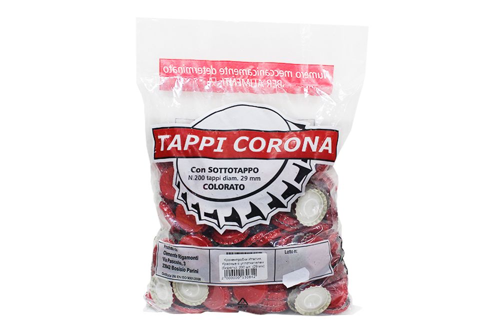 Кроненпробка с бидюлем "Красная" (Ø 29 мм) (Италия), 20 шт