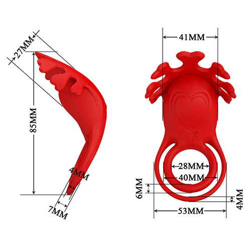 Красное эрекционное кольцо с вибрацией Pretty Love Ruben BI-210311