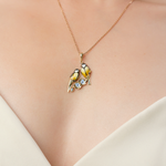 Подвеска «Синички» из лимонного золота с эмалью