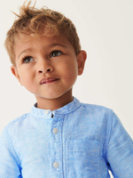 Рубашка льняная для мальчика Next U72-310, Голубой