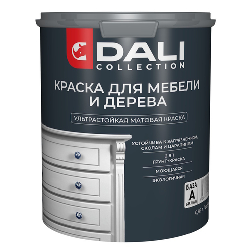 Краска для мебели и дерева  DALI Collection база А белая  0,85л (Рогнеда)