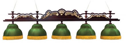 Лампа Император-Люкс 5пл. ясень (№6,бархат зеленый,бахрома желтая,фурнитура золото)