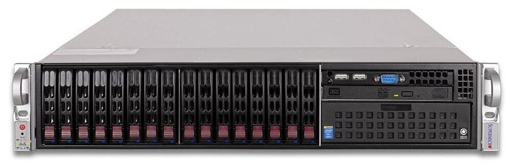 Сервер Supermicro SuperServer 2029P-C1RT без процессора/без ОЗУ/без накопителей/количество отсеков 2.5" hot swap: 16/2 x 1200 Вт/LAN 10 Гбит/c