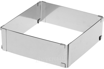 Разъемная форма для выпечки из нержавеющий стали Cake Ring квадрат, размер до 30/40 см