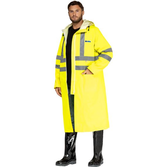 Плащ сигнальный влагозащитный Waterproof Line Extra-Vision WPL ПВХ на молнии лимонный с СОП