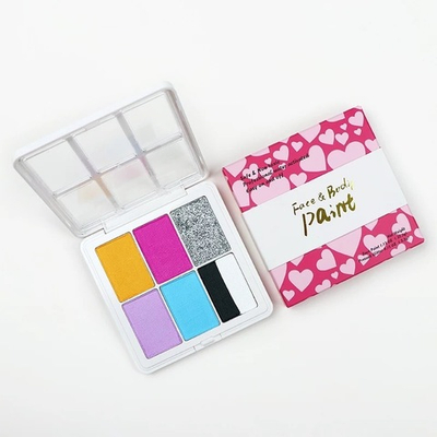 Палетка аквагрима 6 цветов с блестками