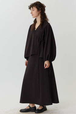 Юбка макси из шоколадной шерсти