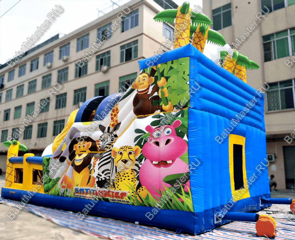 Коммерческий надувной батут "Слоник со скалодромом 2"
