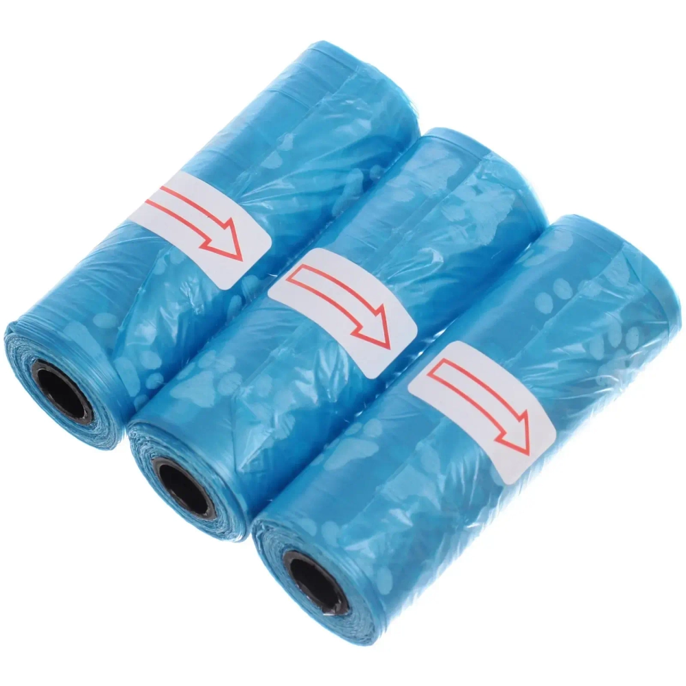 Пакеты для уборки за собакой в наборе 3шт, цвет голубой Ultramarine (15 пакетиков одном рулончике)