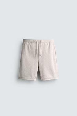 ZARA ШОРТЫ REGULAR FIT COMFORT, ЭКРЮ МЕЛАНЖ
