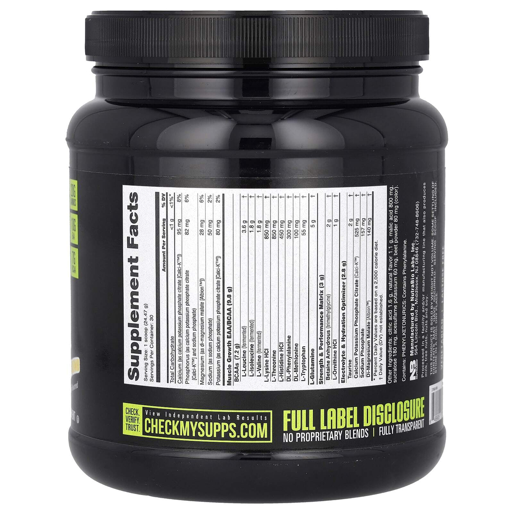 NutraBio, Intra Blast, заряд аминокислот для восстановления после тренировки, клубника с лимоном, 740 г