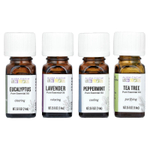 Aura Cacia, Откройте для себя комплект эфирных масел, 4 флакона, 0,25 унций (7,4 мл) каждый.