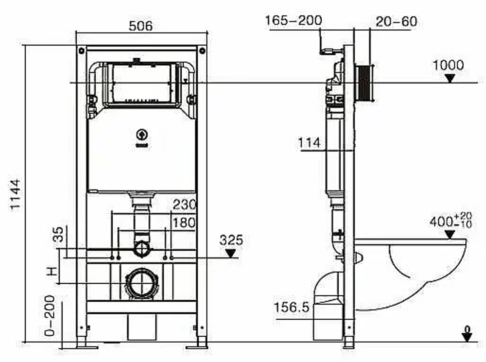 Унитаз с инсталляцией WeltWasser AMBERG 506 ST + ERLENBACH 004 GL-WT + AMBERG RD-BL