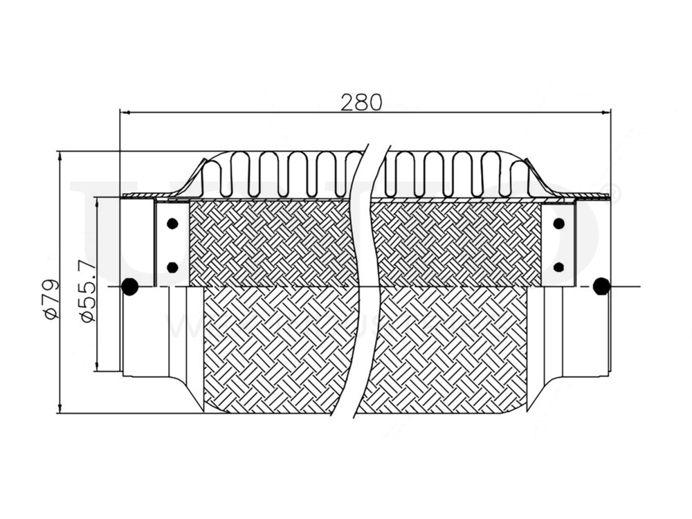 Гофра глушителя 55x280 мм InnerBraid UNIO EXP-55280