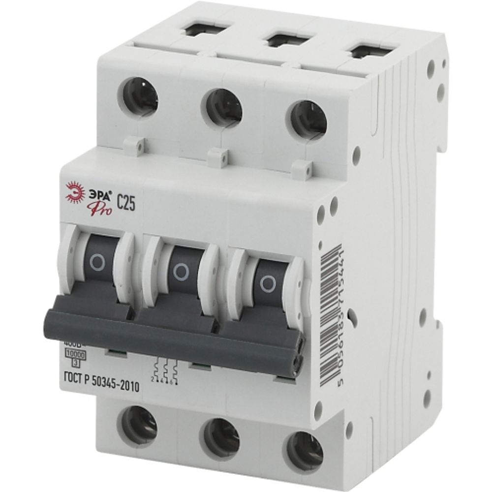 Автоматический выключатель ЭРА PRO NO-901-38 ВА47-100 3P 25А кривая C 10кА | Модульные автоматические выключатели