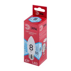 Лампа светодиодная ЭРА RED LINE LED B35-8W-840-E27 R 8Вт свеча нейтральный белый свет Е27 | Лампы cветодиодные Свеча (B/C)
