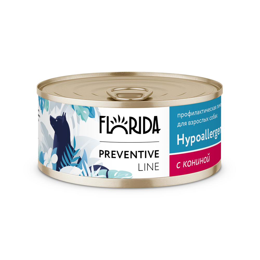 FLORIDA Hypoallergenic Консервы для собак при пищевой аллергии, с кониной 0,1 кг. х 1 шт.