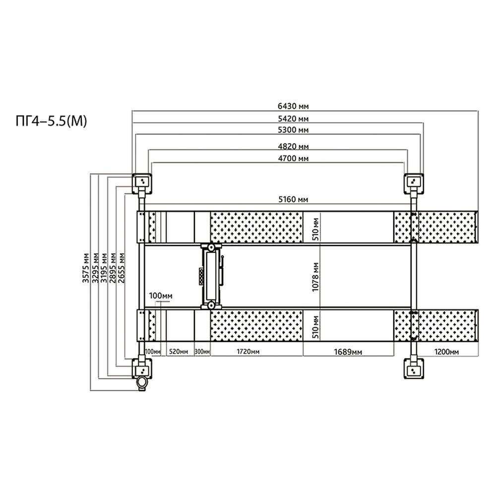 4-х стоечный подъёмник под сход-развал 5.5т, ПГ4-5.5 (М)