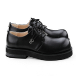 HANQIAORIJI Cow Split Leather Casual Shoes 4.5cm Unisex Black