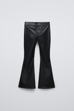 ZARA ЛЕГИНСЫ FLARED ИЗ ИСКУССТВЕННОЙ КОЖИ, ЧЕРНЫЙ