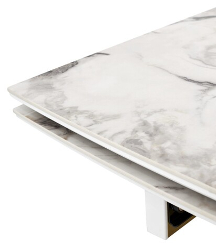 Стол М-City DISAUR Адажио-2 240 (320) См Арктика (Arctic Ocean), керамика, Золотой каркас