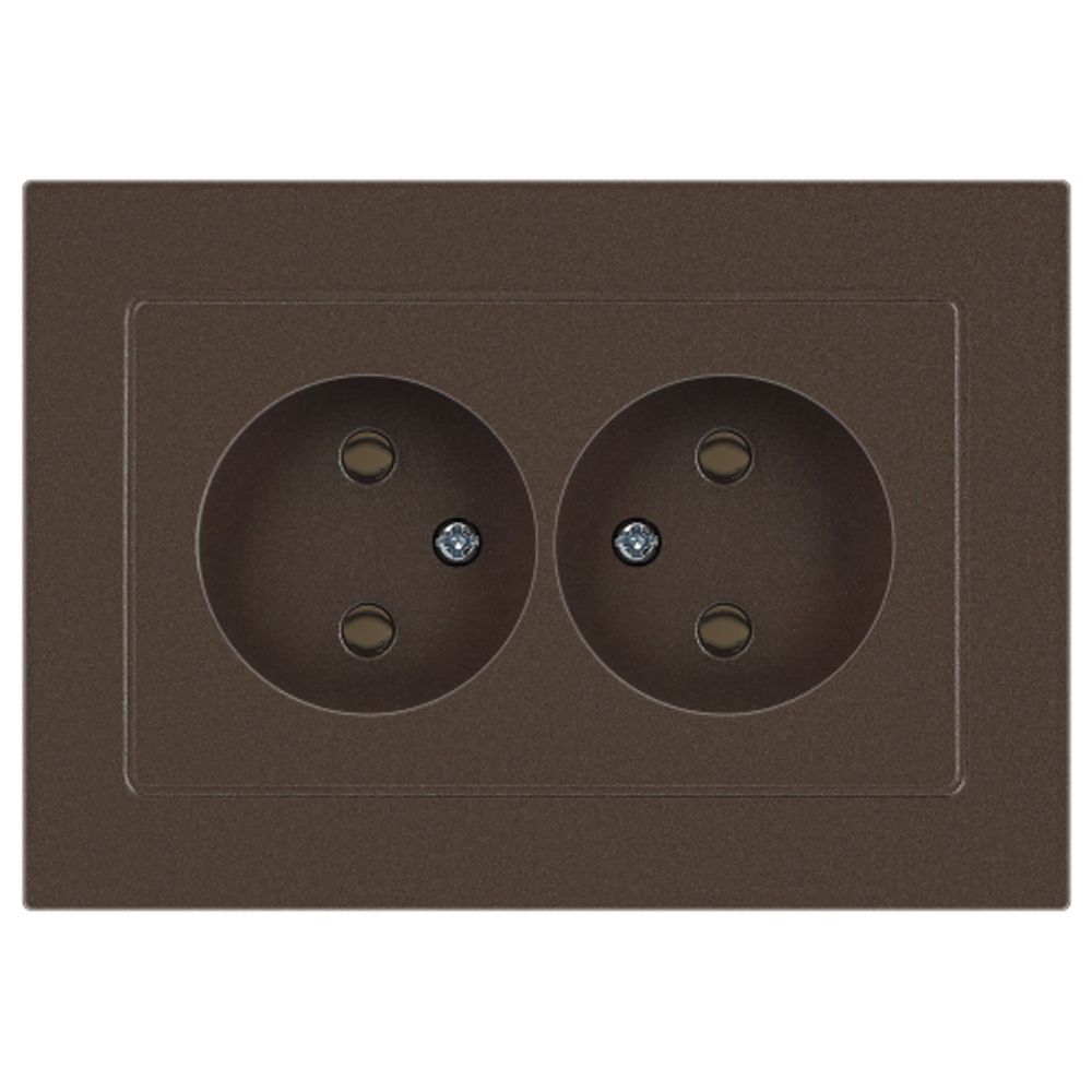 Розетка Intro Accent 6-204-08 2х2P, 16А-250В, IP20, СУ, AL/CU, бронза | Intro