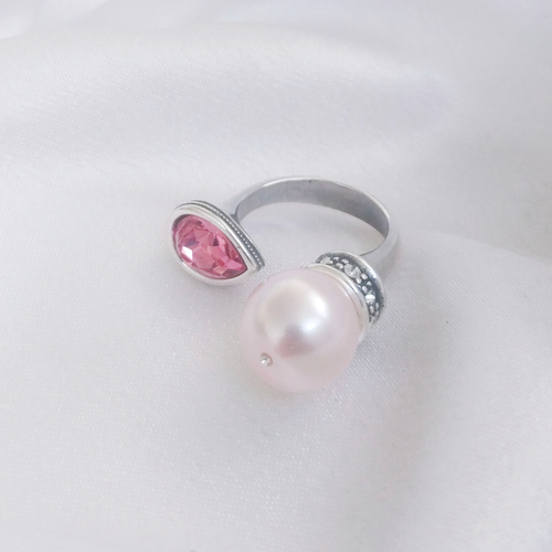 "Альба" кольцо в серебряном покрытии из коллекции "Жемчужная" от Jenavi