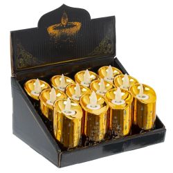 GAEM Изделие декоративное Свеча "Золотая елочка" (подсвет, LR44 х3шт) L4,7 W4,7 H9 см, блок из 12 шт